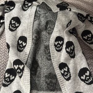 Grey & Black Skull Cardigan